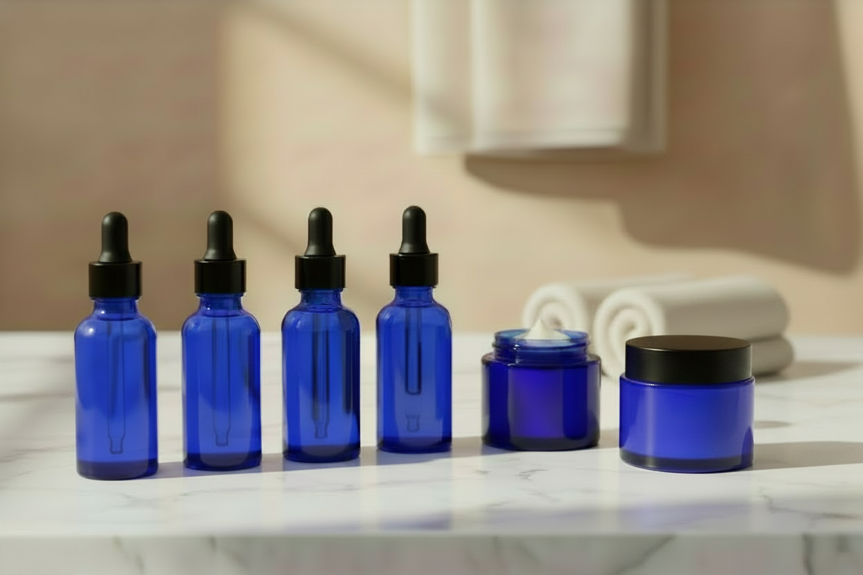 Cobalt Blue Skincare Products Black Lids Only